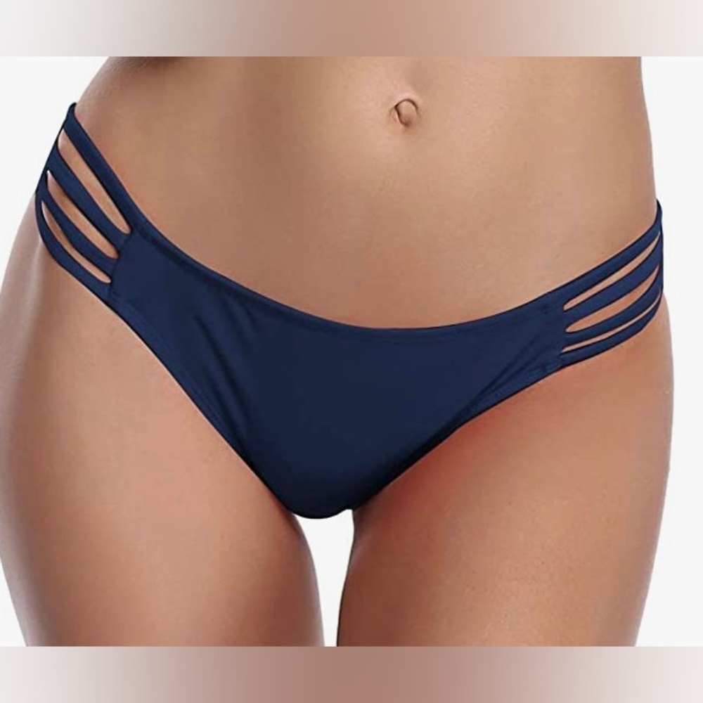 SHEKINI Cutout Strappy side - Low Rise- Cheeky Bikini Bottoms SIZE M